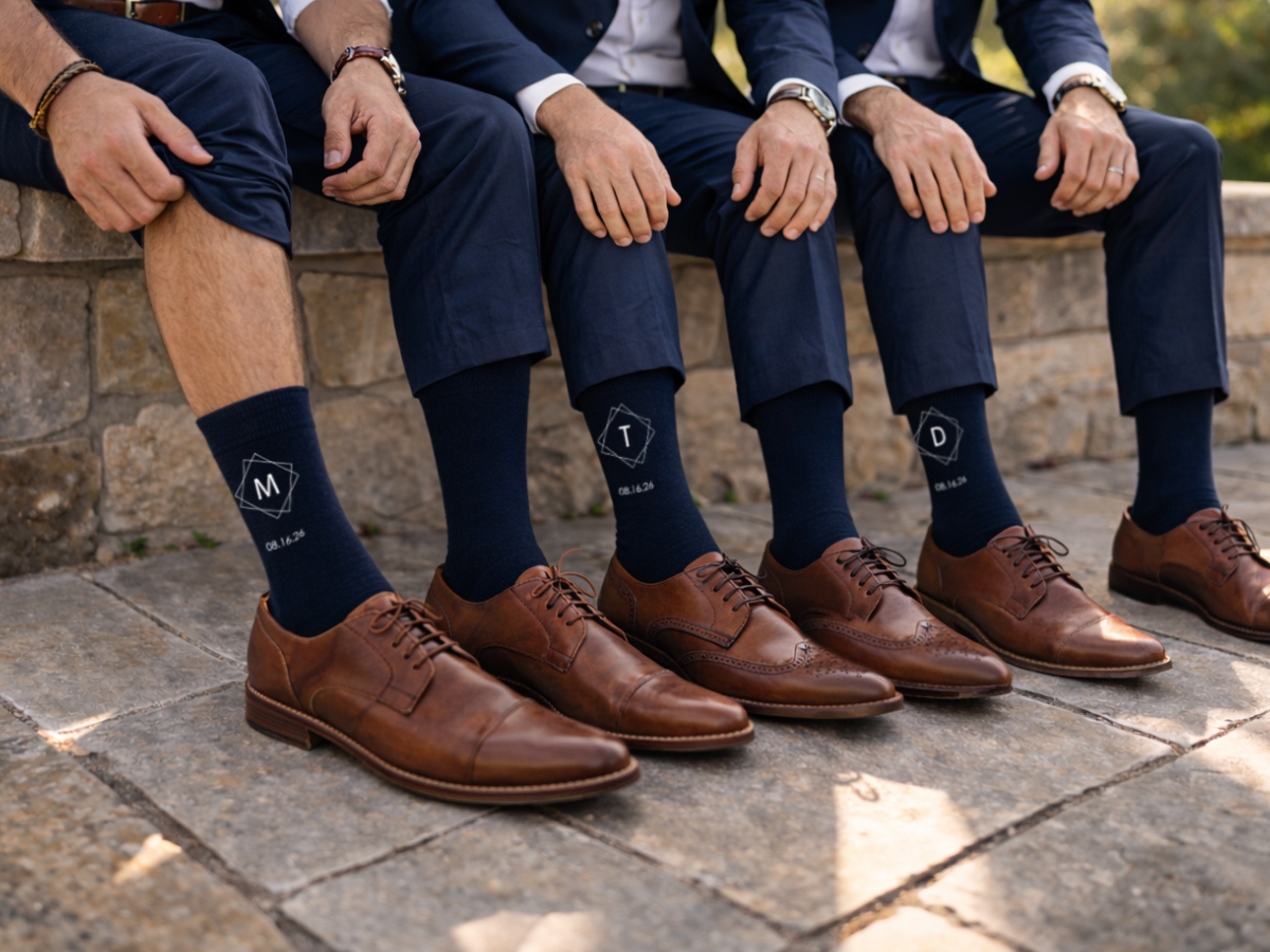 wedding party dress socks Personalized Groomsmen Socks: Custom Wedding Party Dress Socks