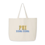 Phi Sigma Sigma 3D letter tote with bold design, styled on a simple white background.