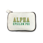 Alpha Epsilon Phi 3D Print Sorority Name Cosmetic Make Up Bag displayed on white background