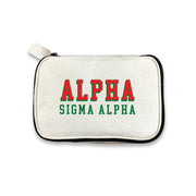 Alpha Sigma Alpha 3D Print Sorority Name Cosmetic Make Up Bag displayed on white background