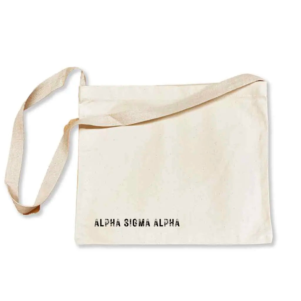 The ultimate Alpha Sigma Alpha messenger bag tote with a convenient crossbody strap!