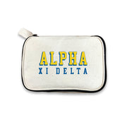 Alpha Xi Delta 3D Print Sorority Name Cosmetic Make Up Bag displayed on white background