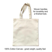 This durable medium size cotton canvas tote bag is 16"x15" and the perfect multi-purpose bag!