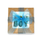 “B-Day Boy” printed on striped white crew socks and packed in a gift box