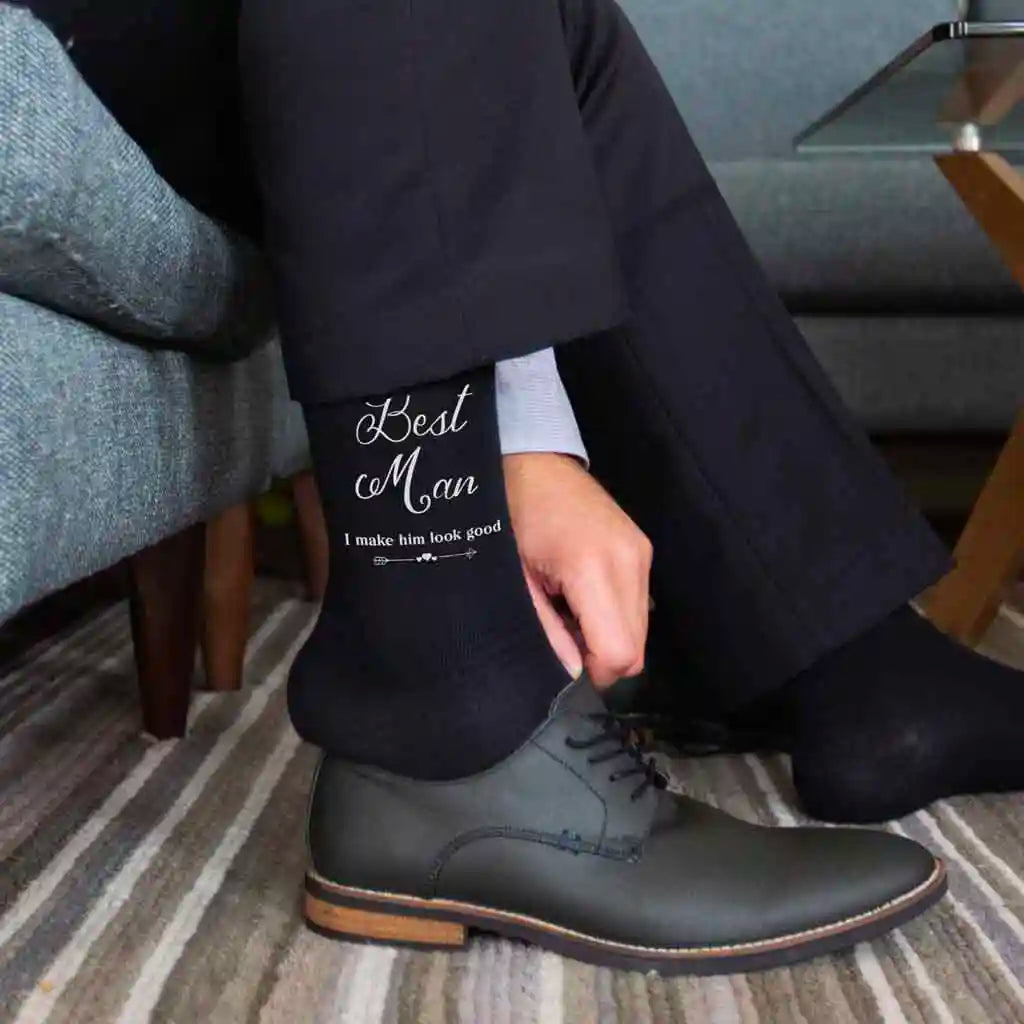 The perfect wedding socks for the best man to wear on the big day. Of course he makes the groom look good!