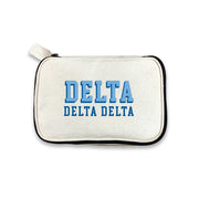Delta Delta Delta 3D Print Sorority Name Cosmetic Make Up Bag displayed on white background