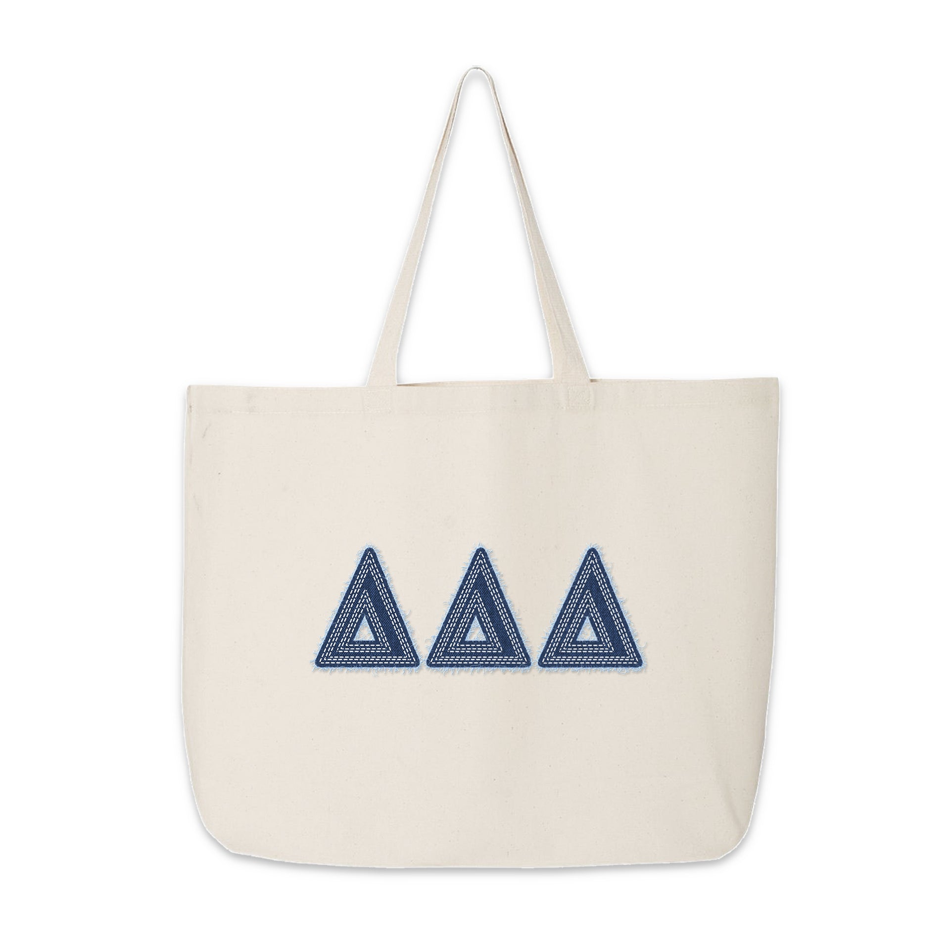 delta delta delta sorority tote bag denim letters bid day gift recruitment sorority merch