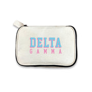 Delta Gamma 3D Print Sorority Name Cosmetic Make Up Bag displayed on white background