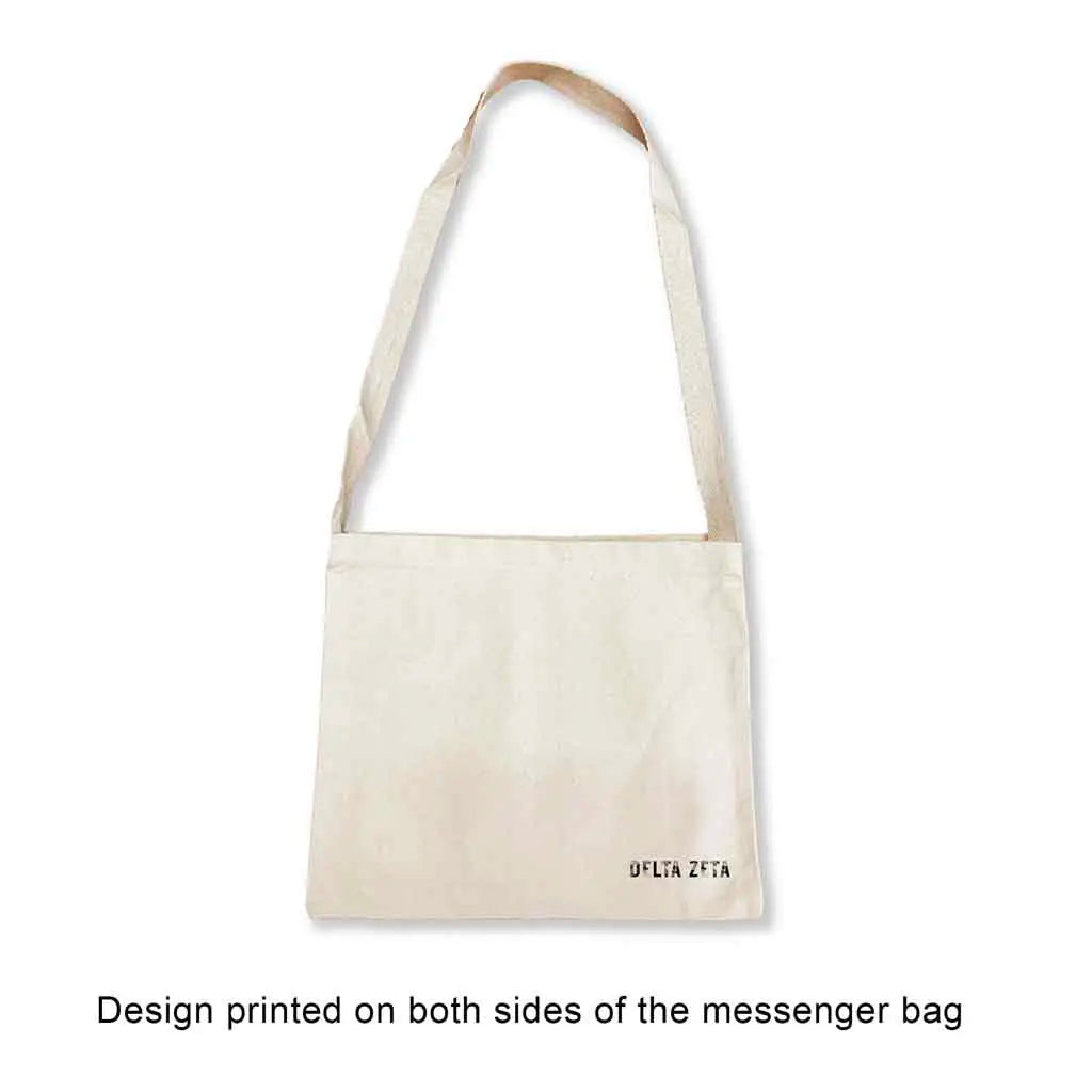 The ultimate Delta Zeta messenger bag tote with a convenient crossbody strap!