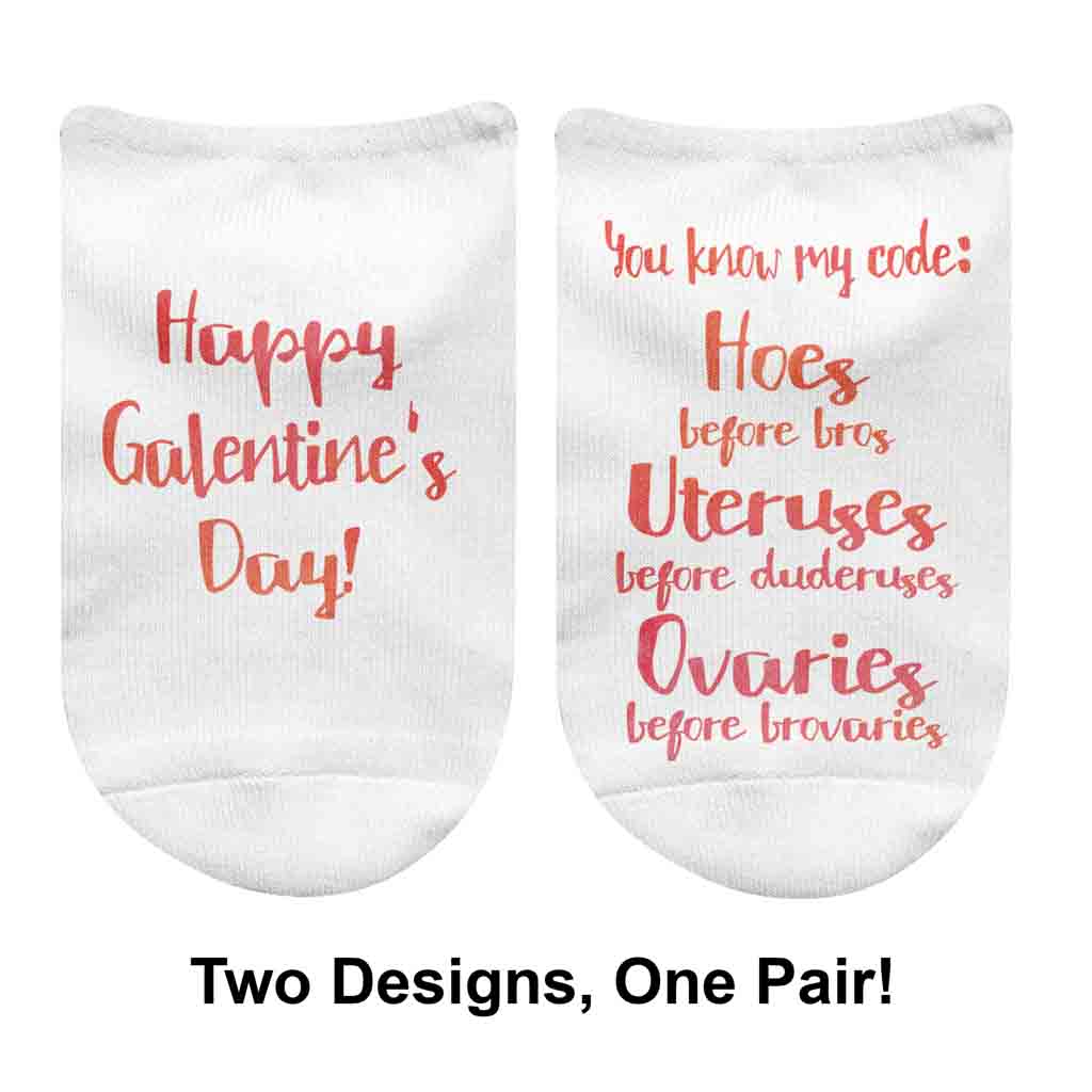 Galentine's Day No Show Socks Printed with Galentine's Code galentine-s-day-no-show-socks-printed-with-galentine-s-code