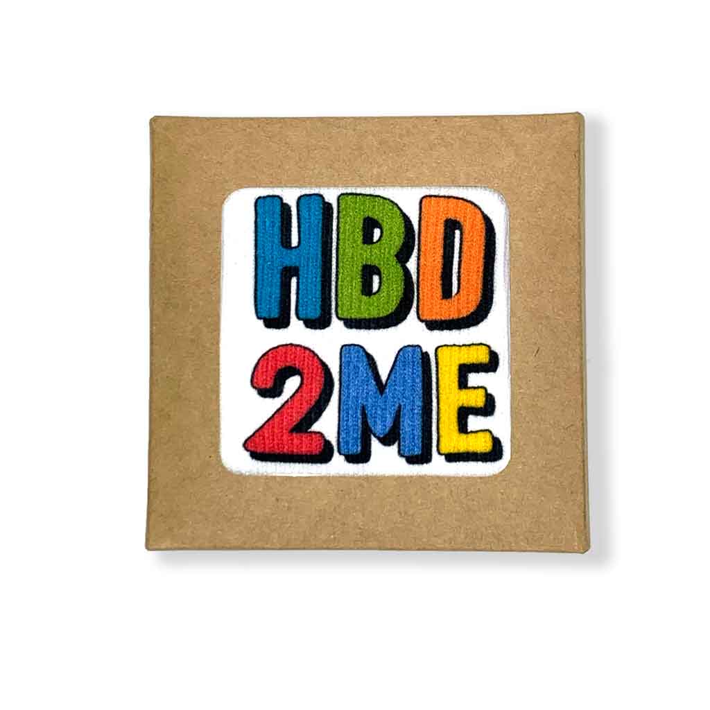 Digitally printed “Happy Birthday to Me” socks on striped white cotton