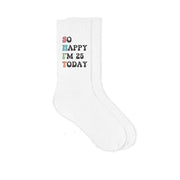 Funny birthday socks for adults with custom age printed on cotton crew socks