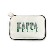 Kappa Delta 3D Print Sorority Name Cosmetic Make Up Bag displayed on white background