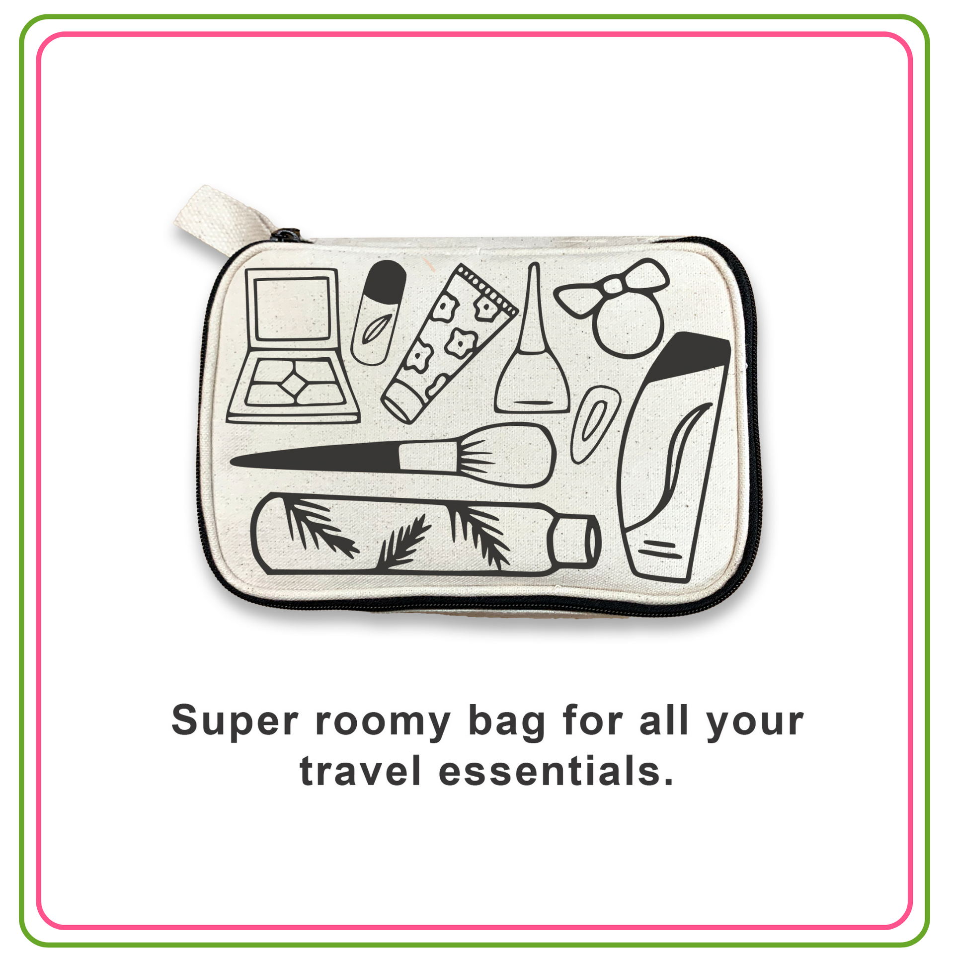 An informational image showing what products may fit inside.