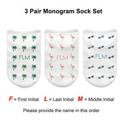 Three pair monogram sock set instructions for sending your initials.