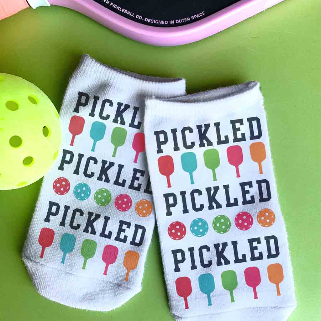 Pickleball socks for men, colorful pickleball player gift.