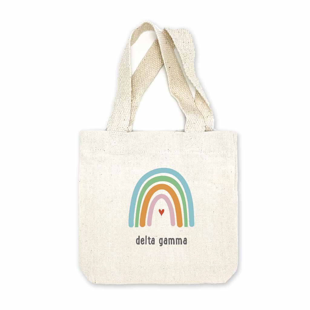 Delta Gamma Sorority Rainbow Design on Mini Tote Bag