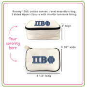 Sorority costmetic make up bag features.