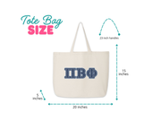 an informational image showing the tote bag size dimensions