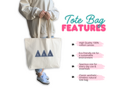 Tote features for the sockprints Denim Sorority Letters Designed bag