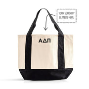Trader Joe's inspired mini tote bag inspired for sorority life with Greek letters.