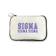 Sigma Sigma Sigma 3D Print Sorority Name Cosmetic Make Up Bag displayed on white background