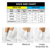 sock sizing chart for the cotton ribbed crew socks