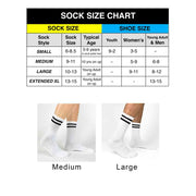 These socks are available in either medium or large sock sizes