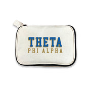 Theta Phi Alpha 3D Print Sorority Name Cosmetic Make Up Bag displayed on white background