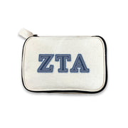 Zeta Tau Alpha sorority make up cosmetic travel bag.