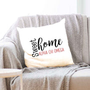 AXO sorority name with stylish sweet home design custom printed on white or natural cotton throw pillow cover.