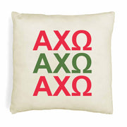 AXO sorority colors X3 digitally printed in sorority colors on white or natural cotton throw pillow cover.