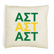 Alpha Sigma Tau sorority colors X3 digitally printed in sorority colors on white or natural cotton throw pillow cover.