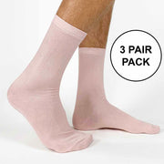 Sockprints blush flat knit cotton dress socks sold in a three pair pack as is with no printing.