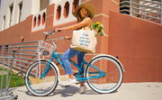 Custom tote bag with your personalized text printed with eco friendly inks.