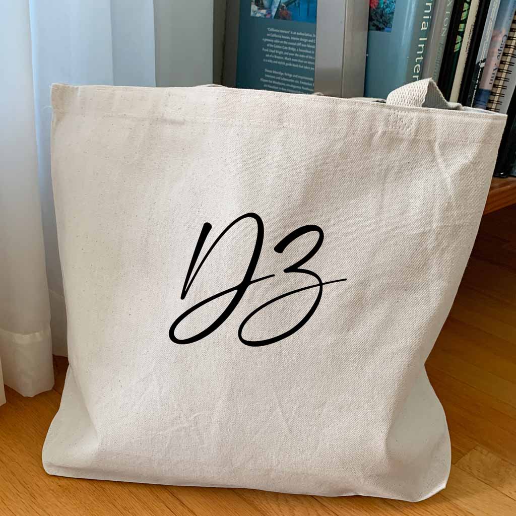Stylish Delta Zeta nickname custom printed on canvas tote bag is the perfect carry all for your college sorority gear.