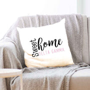DG sorority name with stylish sweet home design custom printed on white or natural cotton throw pillow cover.