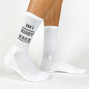 Comfy cotton crew socks custom printed with name and right or left sock