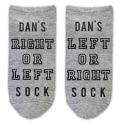 Comfy cotton no show socks custom printed with name and right or left sock