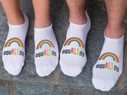 Rainbow equality for all custom printed on cotton no show socks