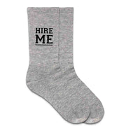 Custom printed hire me crew socks make a great gift for the graduating senior entering the work force
