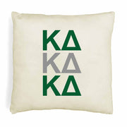 KD sorority letters in sorority colors printed on throw pillow cover is a stylish gift.