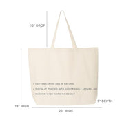 specs for large  custom printed cotton canvas tote bag