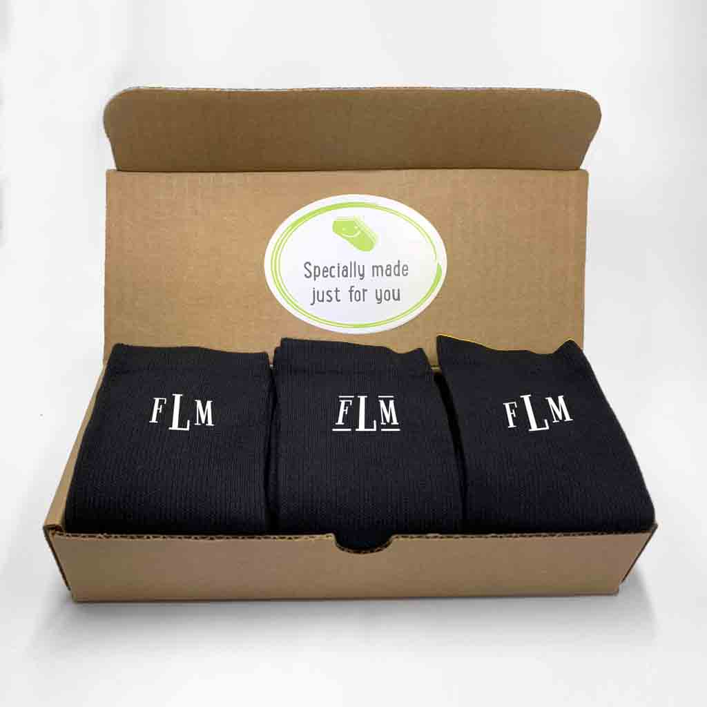 Classic Monogrammed Gift Sock Set for Men - 3 Pair Gift Box