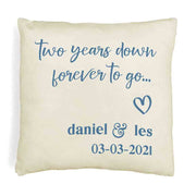 Super cute two year anniversary design by sockprints custom printed with your names and date.