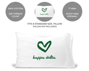 Kappa Delta sorority name with heart design custom printed on standard pillowcase
