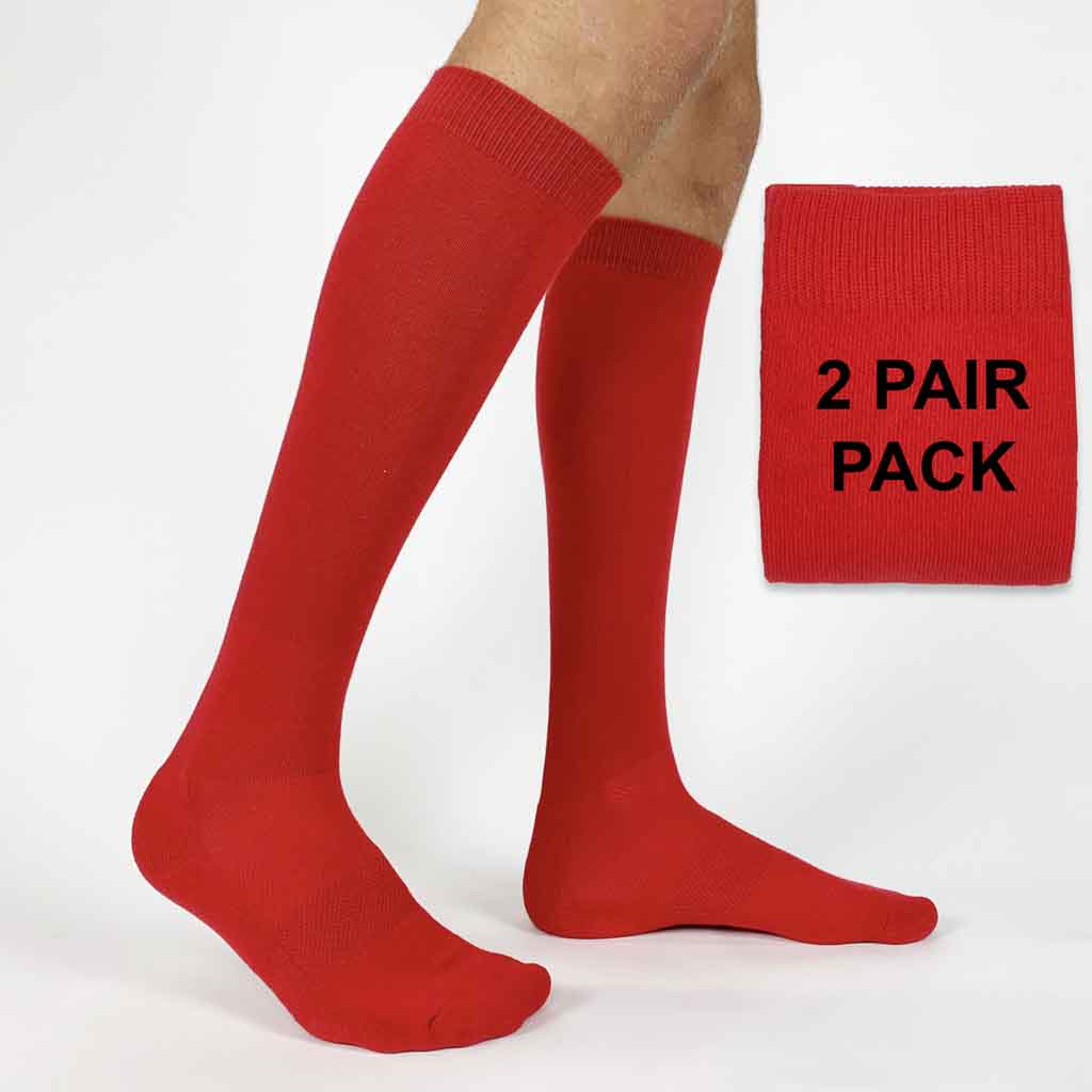 Red Sport Knee High Socks on Sale for Him and Her -2 Pack
