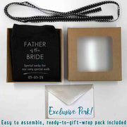 Exclusive gift wrap bundle included with purchase of custom printed wedding socks for the father of the bride.