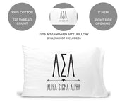 Alpha Sigma Alpha sorority name and letters custom printed on cotton pillowcase