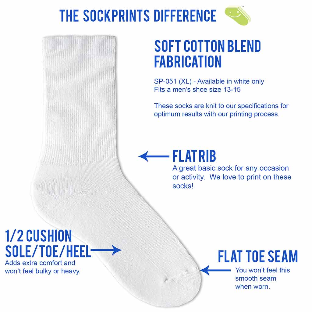 sock features for sockprints extended size cotton crew socks
